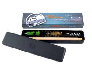 Набор для чистки ShotTime кал.12 в пластик.футляре (деревянный шомпол + 3 ерша)