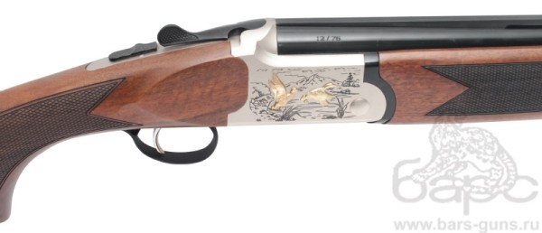 Kral Tundra A 12х76 орех 710 мм золотые утки белая ствольная коробка эжектор - гравировка